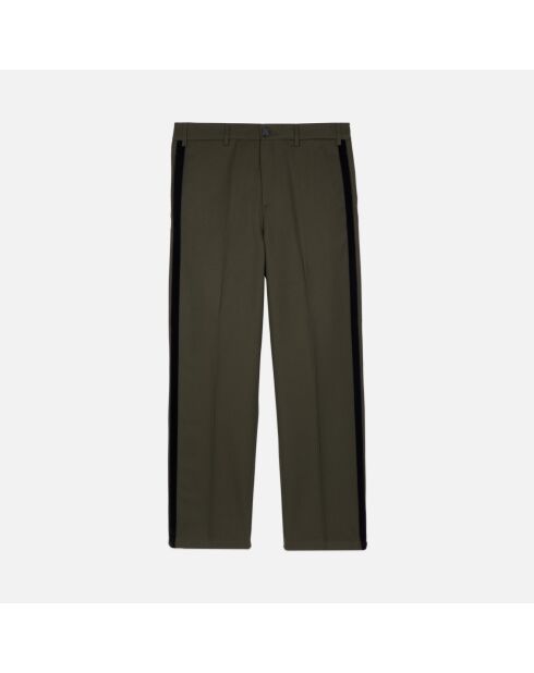 Pantalon large en laine mélangée kaki