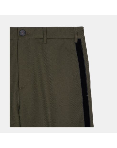 Pantalon large en laine mélangée kaki