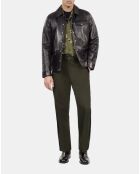 Pantalon large en laine mélangée kaki