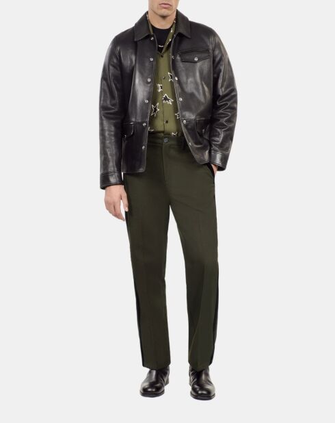 Pantalon large en laine mélangée kaki