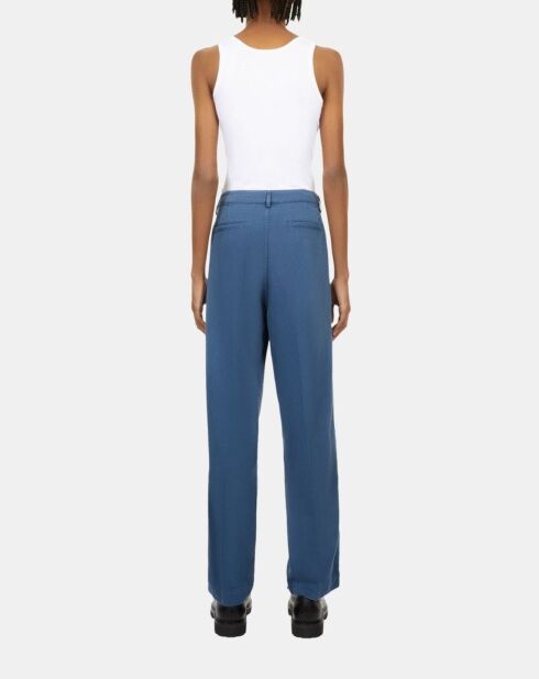 Pantalon droit avec pinces bleu marine