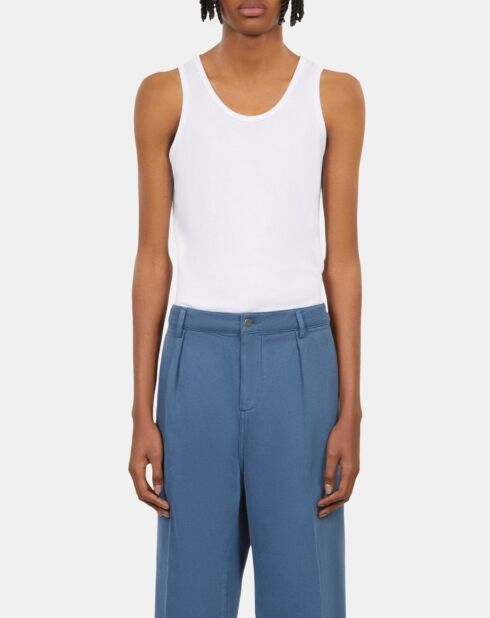 Pantalon droit avec pinces bleu marine