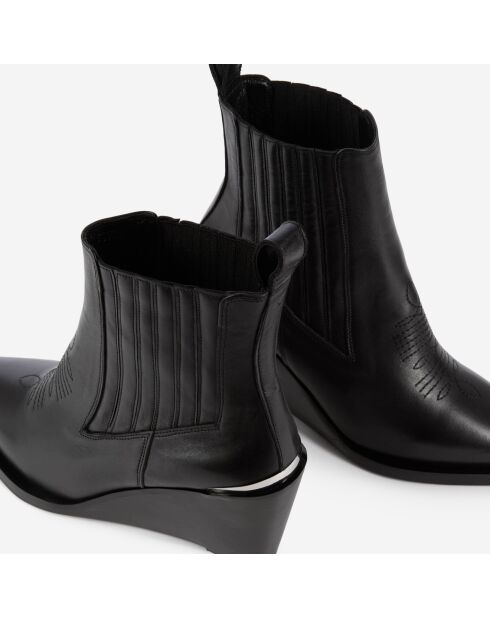 Bottines western en cuir noires