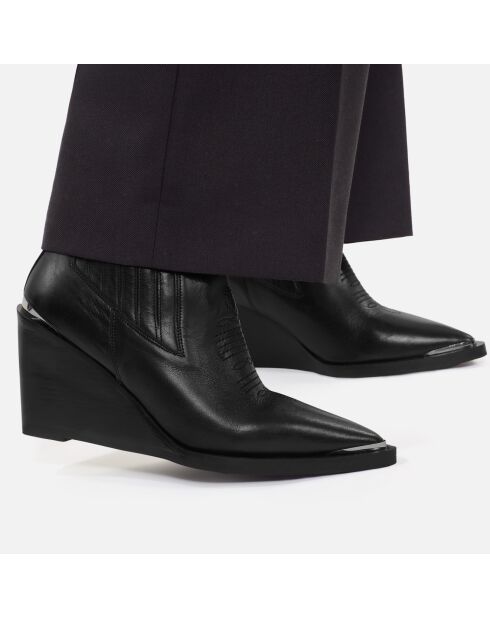 Bottines western en cuir noires