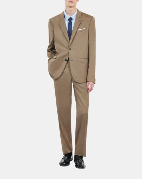 Pantalon de costume en laine marron clair