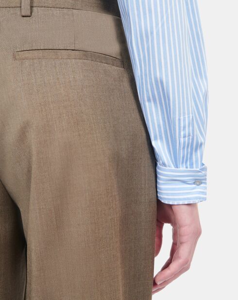 Pantalon de costume en laine marron clair