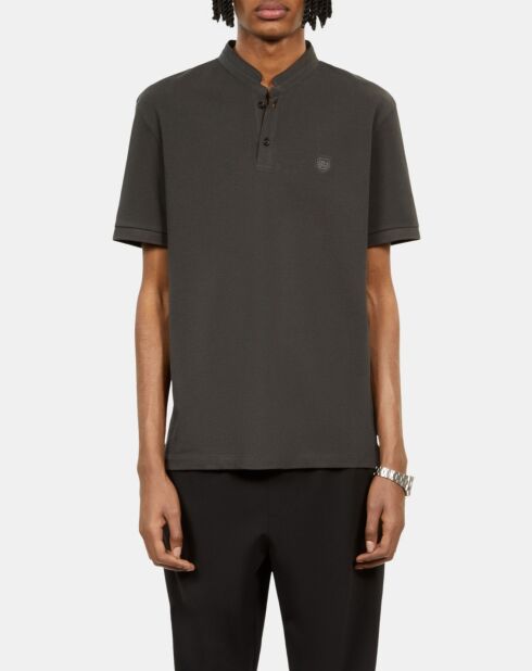 Polo en coton piqué noir
