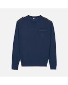 Pull en laine mérinos bleue