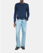 Pull en laine mérinos bleue