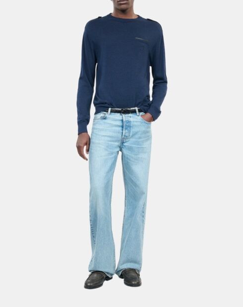 Pull en laine mérinos bleue