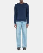 Pull en laine mérinos bleue