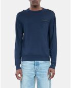 Pull en laine mérinos bleue