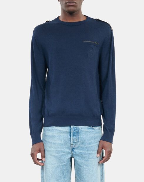 Pull en laine mérinos bleue