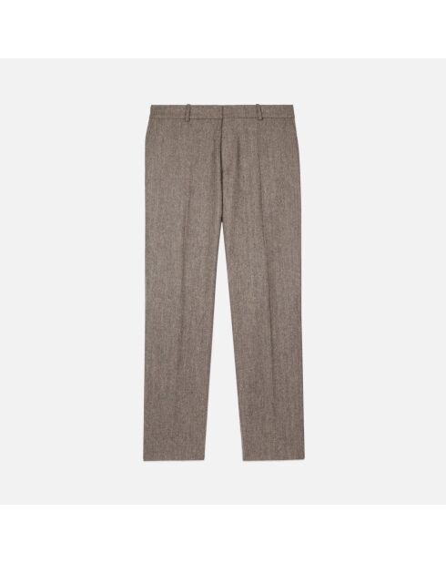 Pantalon de costume en laine mélangée marron