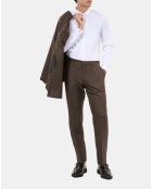Pantalon de costume en laine mélangée marron