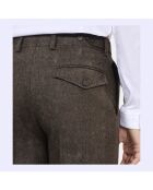 Pantalon de costume en laine mélangée marron
