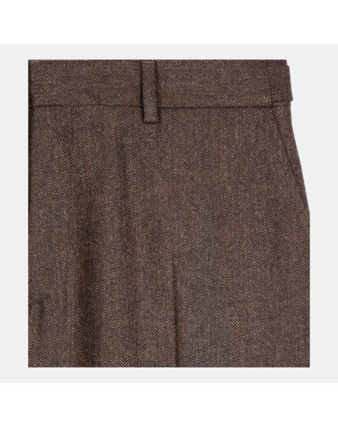 Pantalon de costume en laine mélangée marron