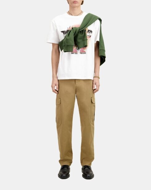 Pantalon cargo en coton beige
