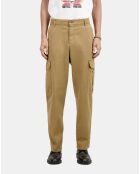 Pantalon cargo en coton beige