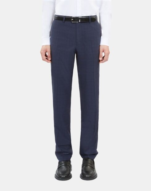 Pantalon de costume Prince de Galles en laine marine