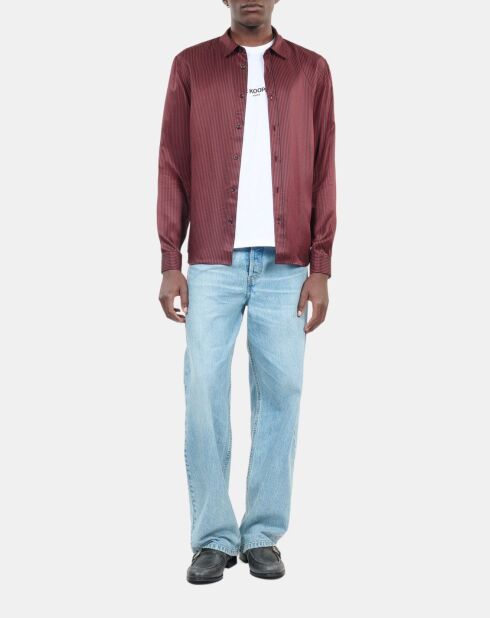 Chemise à rayures noire et rouge