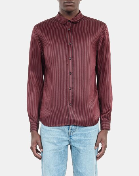 Chemise à rayures noire et rouge