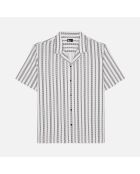 Chemise manches courtes imprimé pied de poule écru/noir