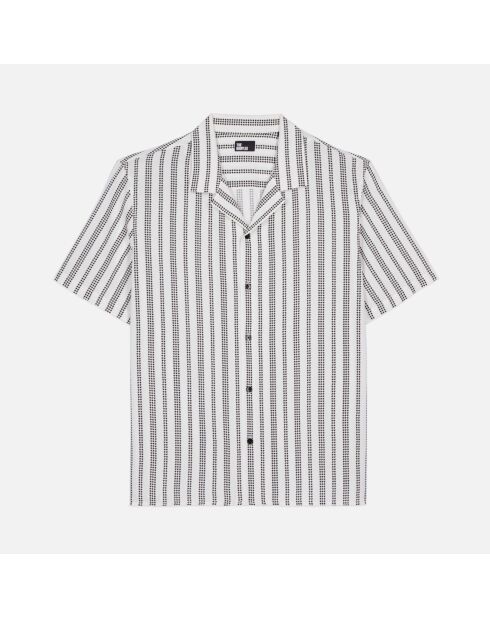 Chemise manches courtes imprimé pied de poule écru/noir