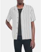 Chemise manches courtes imprimé pied de poule écru/noir