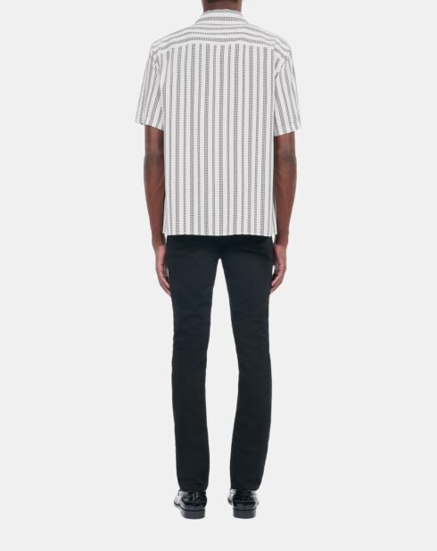 Chemise manches courtes imprimé pied de poule écru/noir