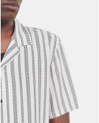 Chemise manches courtes imprimé pied de poule écru/noir