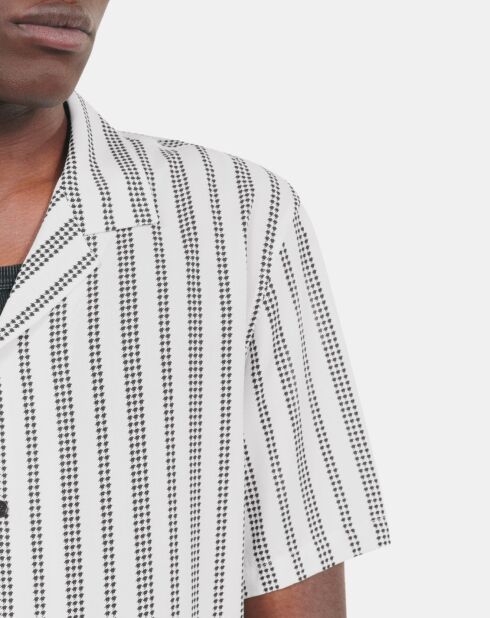 Chemise manches courtes imprimé pied de poule écru/noir