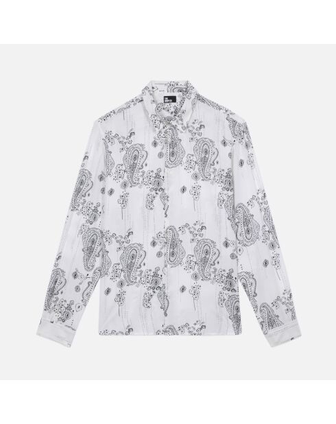 Chemise imprimée bleu marine écrue