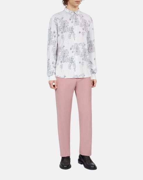 Chemise imprimée bleu marine écrue