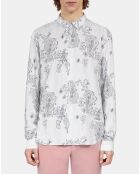 Chemise imprimée bleu marine écrue