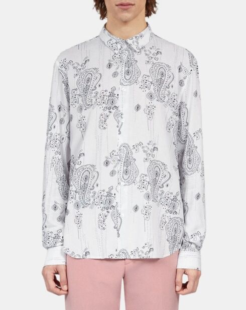 Chemise imprimée bleu marine écrue