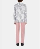 Chemise imprimée bleu marine écrue