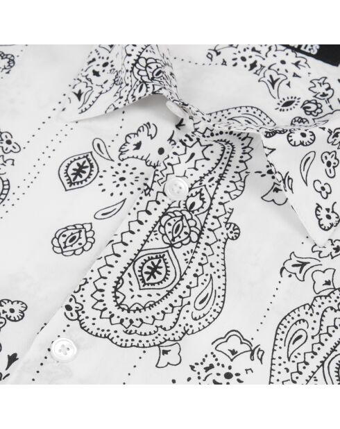 Chemise imprimée bleu marine écrue