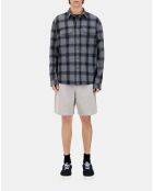 Chemise à carreaux avec têtes de mort noire et grise