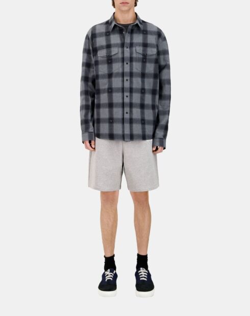 Chemise à carreaux avec têtes de mort noire et grise