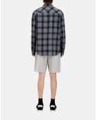 Chemise à carreaux avec têtes de mort noire et grise