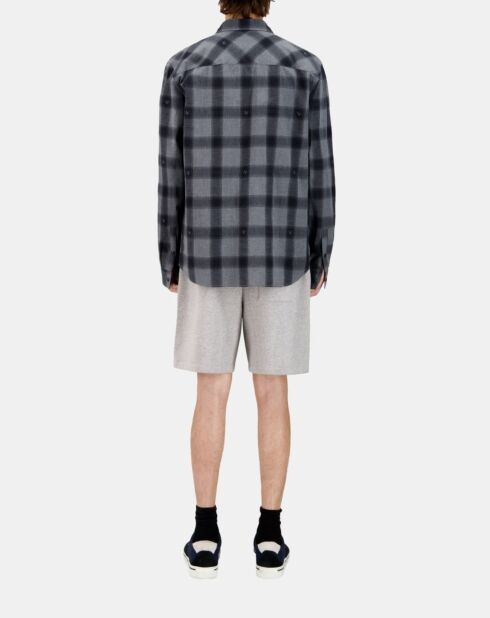 Chemise à carreaux avec têtes de mort noire et grise