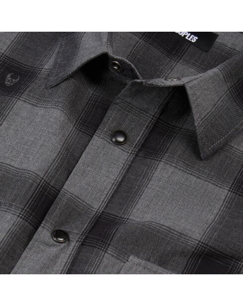 Chemise à carreaux avec têtes de mort noire et grise