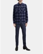 Chemise à carreaux bleu marine