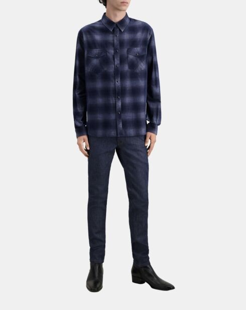 Chemise à carreaux bleu marine