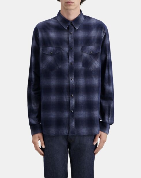 Chemise à carreaux bleu marine