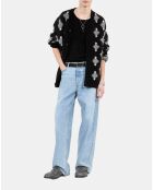 Cardigan à losanges noir et gris et blanc