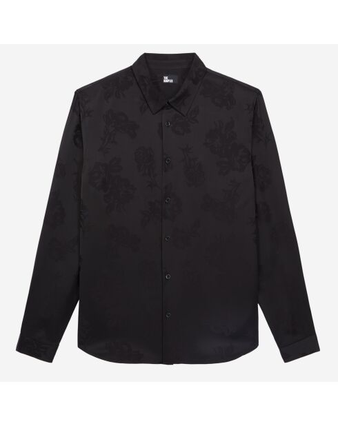 Chemise jacquard à fleurs noire