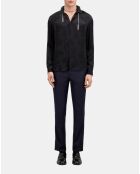 Chemise jacquard à fleurs noire