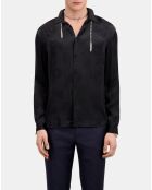 Chemise jacquard à fleurs noire